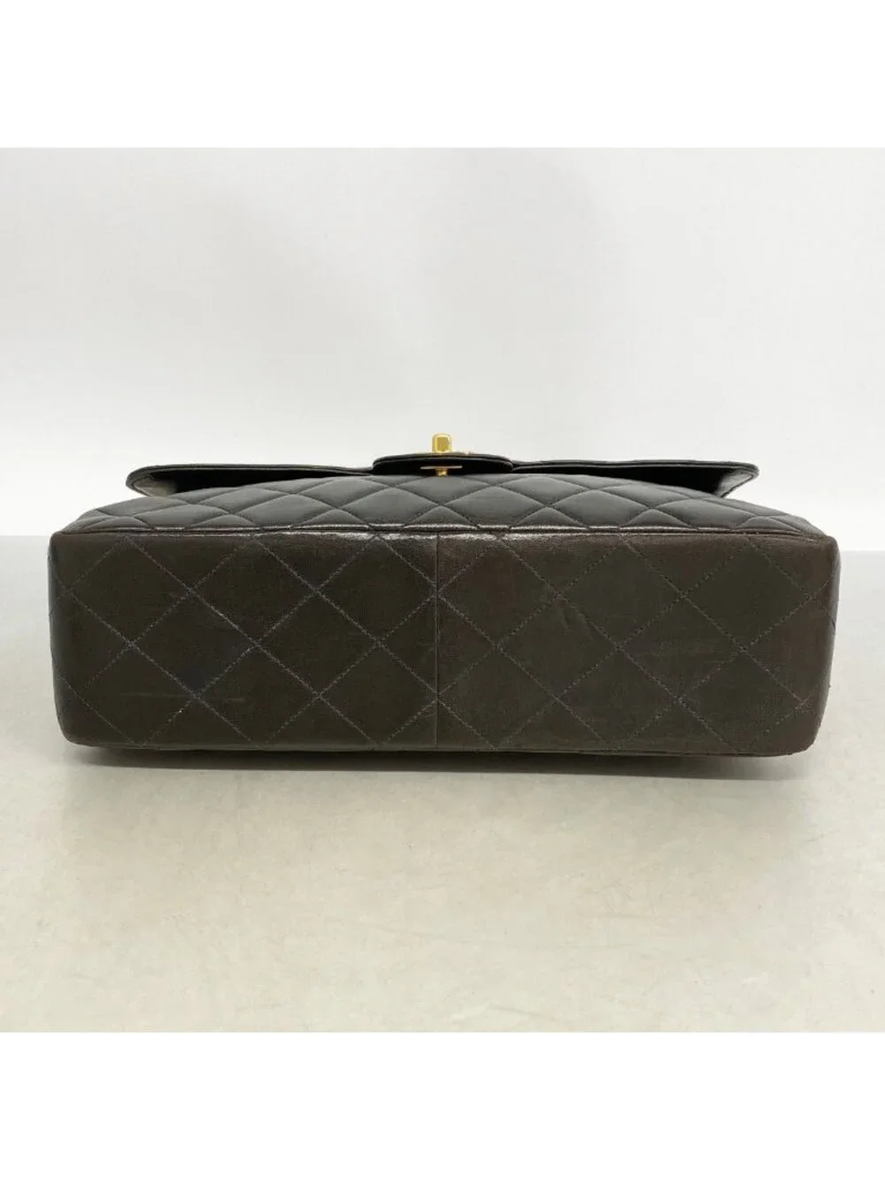 Chanel Shoulder Bag Maxi Quilted Face Lambskin Black Gold